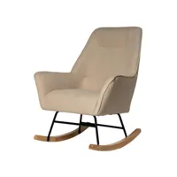 fauteuil à bascule tissu marron clair et pieds bois clair kopen 75cm