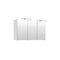 armoire de toilette bobbi 120cm modèle 2 3 portes & eclairage led - blanc