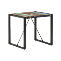 table carrée industrielle 80x80x75 cm bois recyclé massif et métal noir vosa