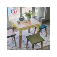 table de cuisine carrée avec tiroir 80 cm, 100% frêne massif eg2-009jl80
