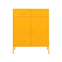 armoire de rangement, commode, meuble de rangement jaune moutarde 80x35x101,5 cm acier sbc5246 meuble pro