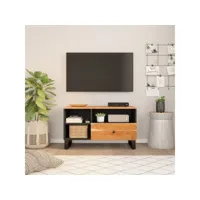 meuble tv，meuble de rangement，banc tv 80x33x46 cm bois d'acacia solide et bois d'ingénierie cmwi102126