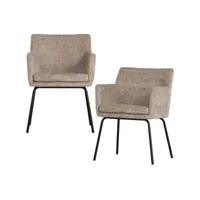 chaise de salle à manger avec accoudoir - polyester - sable - 78x59x56 - basiclabel - kam