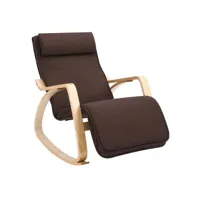fauteuil à bascule fauteuil berçant avec repose-pieds réglable idéal pour salon bureau montage facile charge max 150 kg brun helloshop26 12_0002778