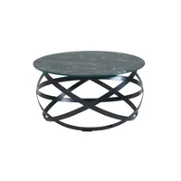 finebuy table basse de salon effet marbré 60x60x30 cm verre et metal  grande table de canapé ronde  design table d'appoint moderne