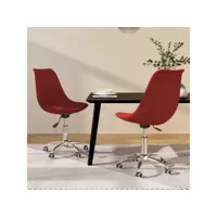 lot de 2 chaises pivotantes  chaises de salle à manger chaise de cuisine  rouge bordeaux tissu meuble pro frco42435