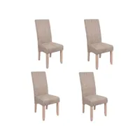 quatuor de chaises beige tissus-bois - pure - l 62 x l 47 x h 108 cm