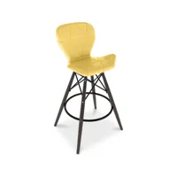 chaise de bar design scandinave avec pieds en bois sombre - laila  jaune