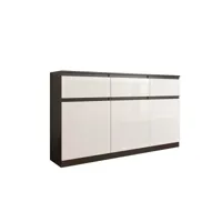 riga - commode contemporaine chambre/salon/bureau  40x120x98 cm - 3 tiroirs + 3 portes - meuble de rangement - chiffonier/buffet - wenge/blanc