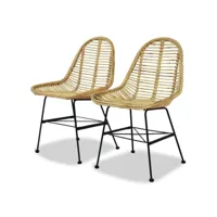 lot de 2 chaises  chaises de salle à manger chaise de cuisine  rotin naturel meuble pro frco51556