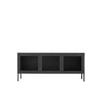 brisbane - meuble tv en verre et métal l130cm - couleur - noir