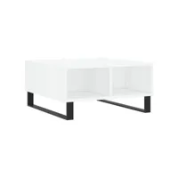 table de salon blanc brillant 60x60x30 cm bois d'ingénierie
