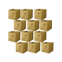 lot de 12 cubes de rangement pliables en tissus avec poignée - 30x30x30cm - jaune ananas