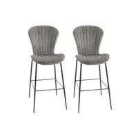 chaises de bar en velours et métal noir (lot de 2) - perle