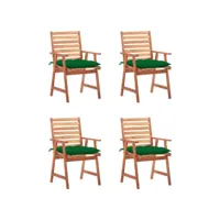 lot de 4 chaises  chaises de salle à manger de jardin chaises à dîner  avec coussins acacia massif meuble pro frco34213