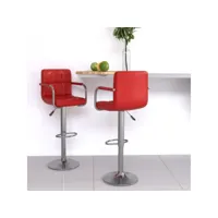 lot de 2 tabourets de bar style contemporain  chaises de bar rouge bordeaux similicuir meuble pro frco55399