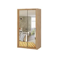 armoire portes coulissantes - rinker - 120 cm -chêne artisanal - avec miroir