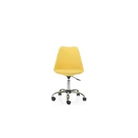 chaise de bureau en polypropylène avec assise en cuir écologique avec base en métal carla jaune
