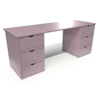bureau long en bois 6 tiroirs cube  violet pastel bur6t-vip