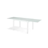 table à rallonge avec plateau en verre structure en métal peint franz120 blanche