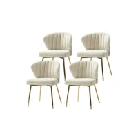 chaises de salle à manger en velours scandinave chaises modernes pour la cuisine avec pieds en métal, beige, lot de 4