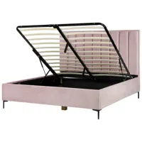 lit avec coffre en velours rose 180 x 200 cm sezanne 434323