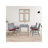lot de 4 chaises avec coussins  chaises de salle à manger de jardin chaises à dîner  acacia massif meuble pro frco53498