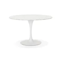 table à dîner ronde 'witney' en pierre blanche effet marbre et métal blanc - ø 120 cm table à dîner ronde 'witney' en pierre blanche effet marbre et métal blanc - ø 120 cm