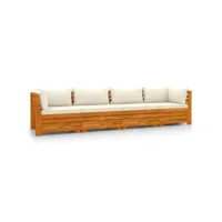 canapé de jardin meuble extérieur 4 places avec coussins bois d'acacia massif helloshop26 02_0013237