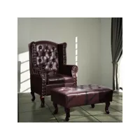 fauteuil avec repose-pied  fauteuil de relaxation fauteuil salon marron foncé similicuir meuble pro frco42121
