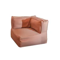 fauteuil d'angle extérieur tissu terracotta - ricchi - l 80 x l 80 x h 64 - neuf