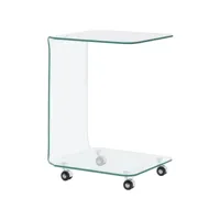 table basse table de salon  bout de canapé 45 x 40 x 63 cm verre trempé meuble pro frco84482