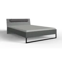 ensemble de lit avec table de chevet coloris graphite, rechampis industriel -140 x 200 cm