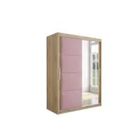 armoire de chambre tapila 2 avec tiroirs sonoma/rose 150 avec 2 portes coulissantes style contemporain penderie avec étagères