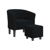 fauteuil salon - fauteuil cabriolet avec repose-pied noir tissu 70x56x68 cm - design rétro best00002715488-vd-confoma-fauteuil-m05-2510