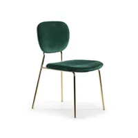 chaise de salle à manger velours vert et pieds métal doré lyam