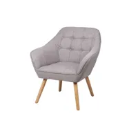 fauteuil oly en tissu avec pieds en bois - gris clair