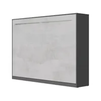 armoire lit escamotable 140x200cm supérieur horizontal lit rabattable lit mural anthracite/béton