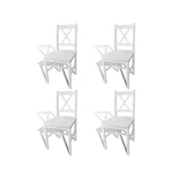 lot de 4 chaises de salle à manger cuisine design simple en bois de pin blanc cds021232