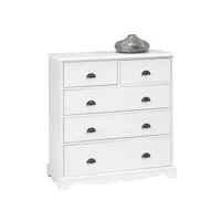 commode blanche 5 tiroirs style anglais l 96.2 h 97.4 p 42.5 cm 40105
