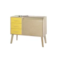 meuble d'entrée chêne 3 tiroirs jaunes - coloris rideau: rideau chêne happy300ccca