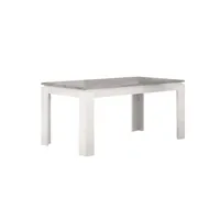 chopin - table repas rectangulaire allongeable laquée blanc et effet marbre gris