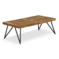 table basse bois métal marron 130x70x45cm - bois-métal - décoration d'autrefois