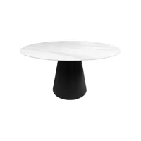 table de repas ronde plateau céramique blanc et piètement noir - ashe 65182069
