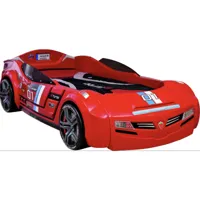 lit voiture rouge avec phares bruitages et télécommande karting 90x190