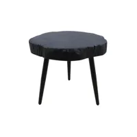 live edge - table d'appoint ronde - acacia et fer - noir - 45 x 47 x 43 cm