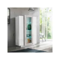 vaisselier vitrine de salon moderne 120 cm design blanc brillant gris corona ahd amazing home design