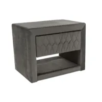 azzulo - table de chevet rembourrée avec étagère - 40x50x35 cm - rembourré de velours - tiroir x 1 - chevet  - table de nuit - gris