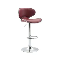 tabouret de bar chaise de bar hauteur réglable avec repose pieds en synthétique bordeaux et métal 10_0000214