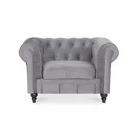 fauteuil chesterfield velours altesse argent